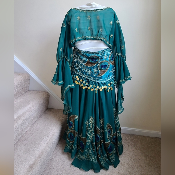 4 Peice Gypsy Bellydance Peacock Costume NWOT - Picture 5 of 16